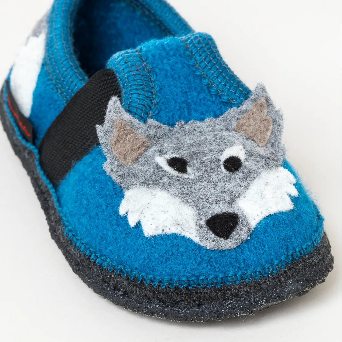 Kinder Hausschuh Wolf blau